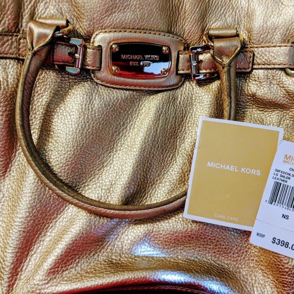 Beautiful gold leather Michael Kors purse handbag